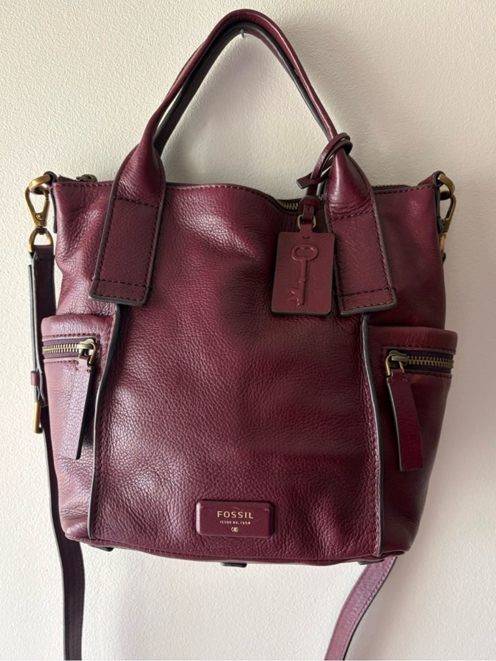Fossil Emerson Medium Satchel in Wine